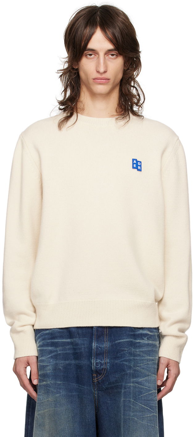 Sweater ADER ERROR Knit Sweater with Logo Patch Hvid | BMSGFYKT0101OT