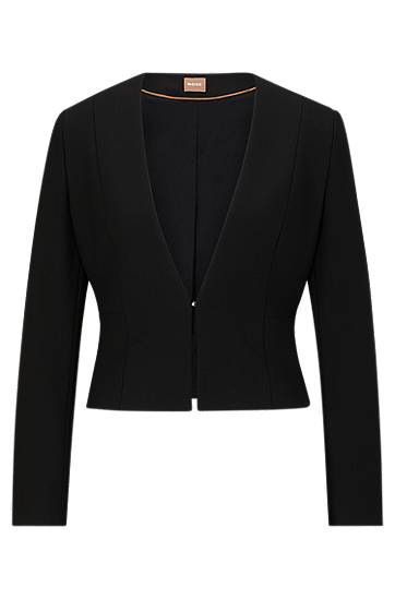 Jakke BOSS Slim-Fit Cropped Stretch Jacket Sort | 50493541