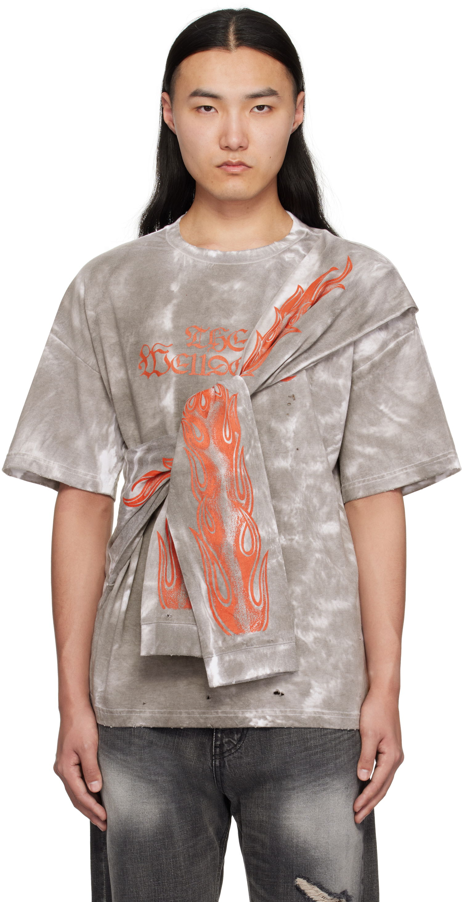 T-shirt We11done We11done Muddy 4 Sleeves T-Shirt Grå | WD-TT0-25-732-U-BK, 0