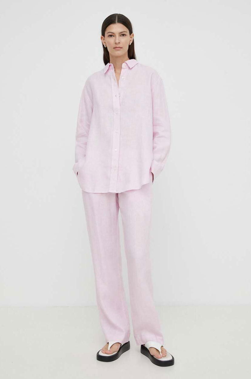 Skjorte Samsoe Samsoe Samsoe Samsoe HOYS Linen Pants and Shirt Set Lyserød | F23900002