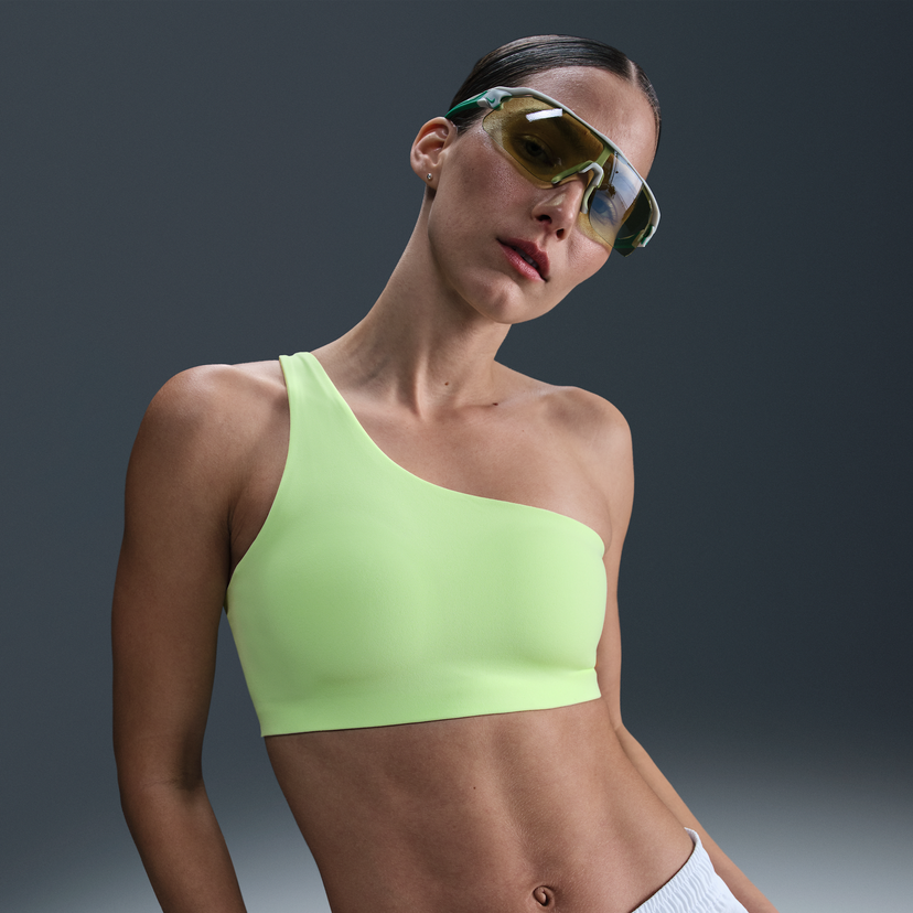 Bh Nike Zenvy Asymmetrical Light-Support Padded Sports Bra Grøn | HQ9182-701