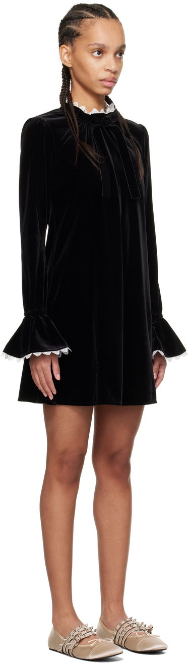 Kjole GANNI GANNI Velvet A-Line Mini Dress Sort | T4048, 1
