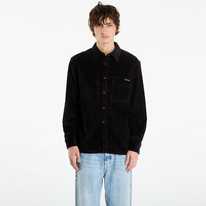 Skjorte CALVIN KLEIN Ls Corduroy Pocket Shirt Sort | LV04RD106G UB1