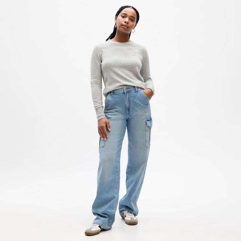 Sweater GAP Sweater Cashsoft Crew Light Heather Grey XXS Grå | 811295-01