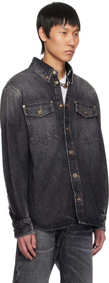 Skjorte Versace Versace Stonewashed Denim Overshirt Sort | 1013887_1A13718, 1