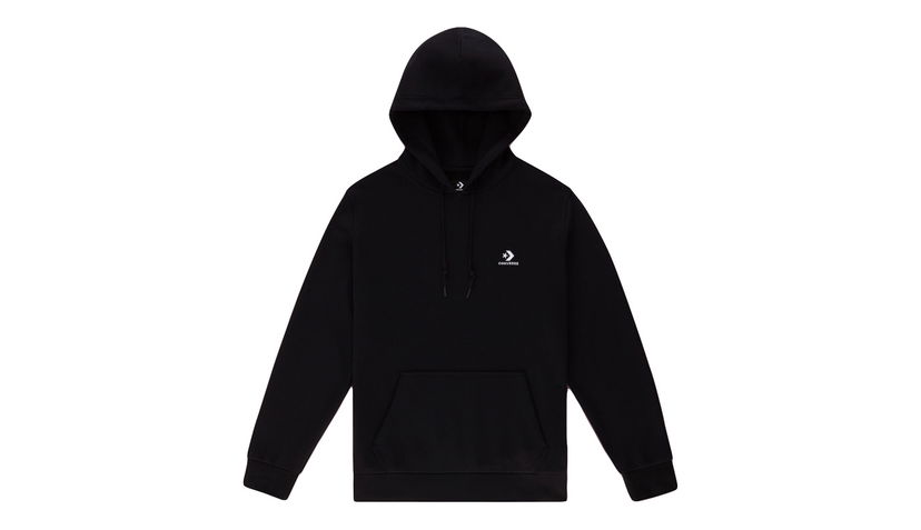 Sweatshirt Converse Embroidered Star Chevron French Terry Pullover Hoodie Sort | 10020343-A01