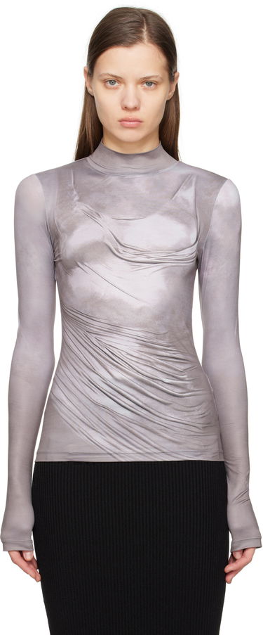 T-shirt Balmain Balmain Draped Print T-Shirt Grå | EF1EK026GE44, 0