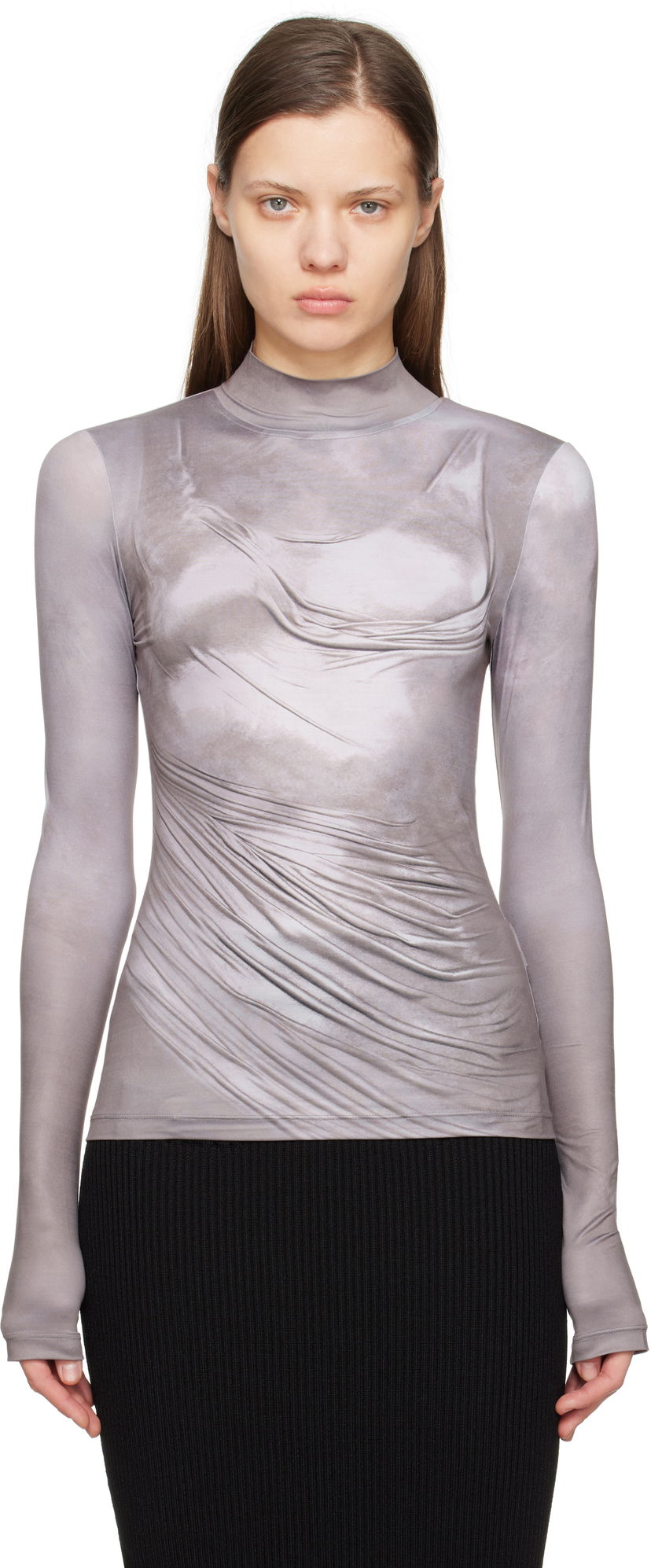 T-shirt Balmain Balmain Draped Print T-Shirt Grå | EF1EK026GE44