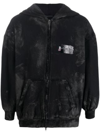 Sweatshirt Balenciaga Cotton Front-Zip Hoodie Sort | 720424TNVK5, 0