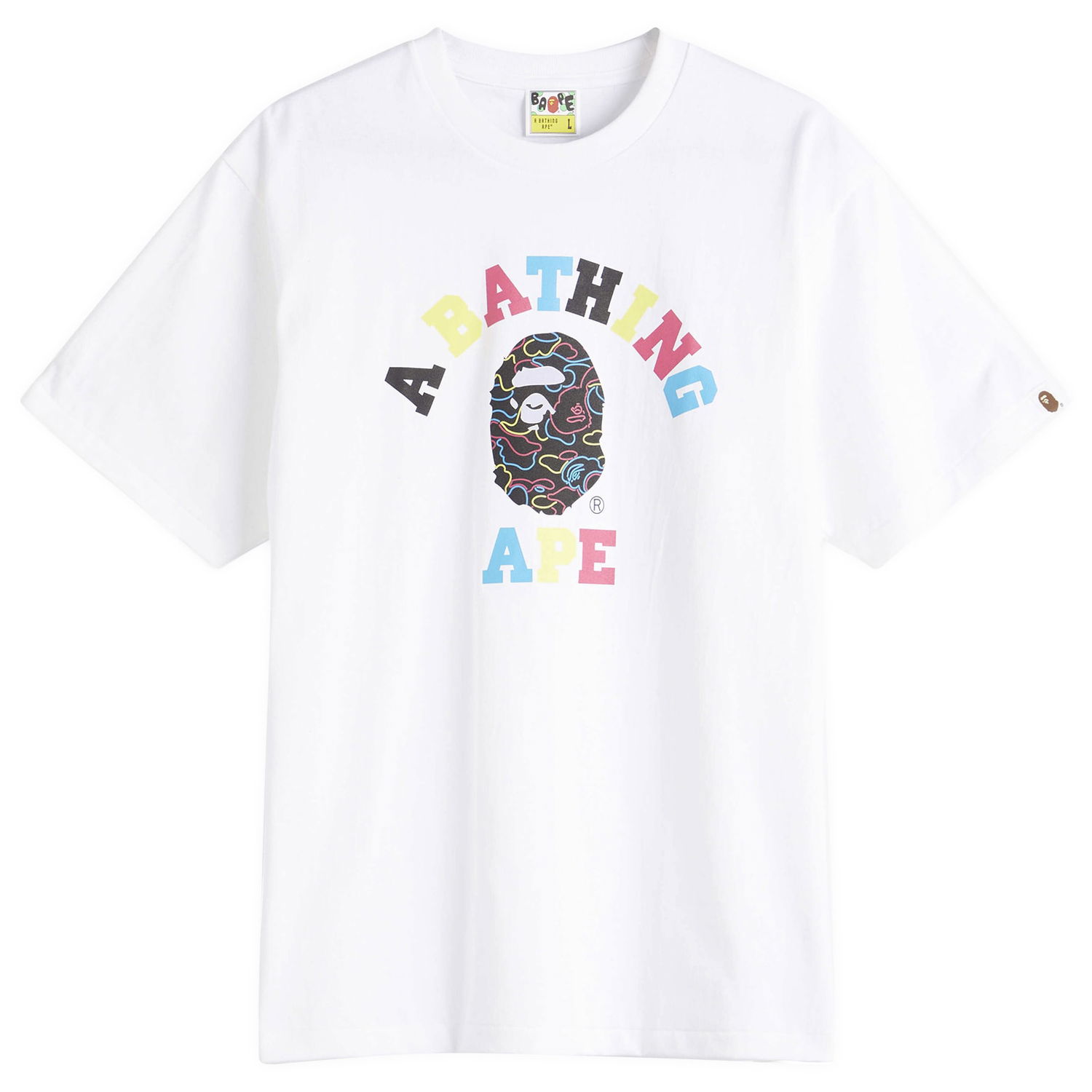 T-shirt BAPE Bathing Ape Neon Camo College T-Shirt, Size Large Hvid | 001TEL301038M-WHT, 0