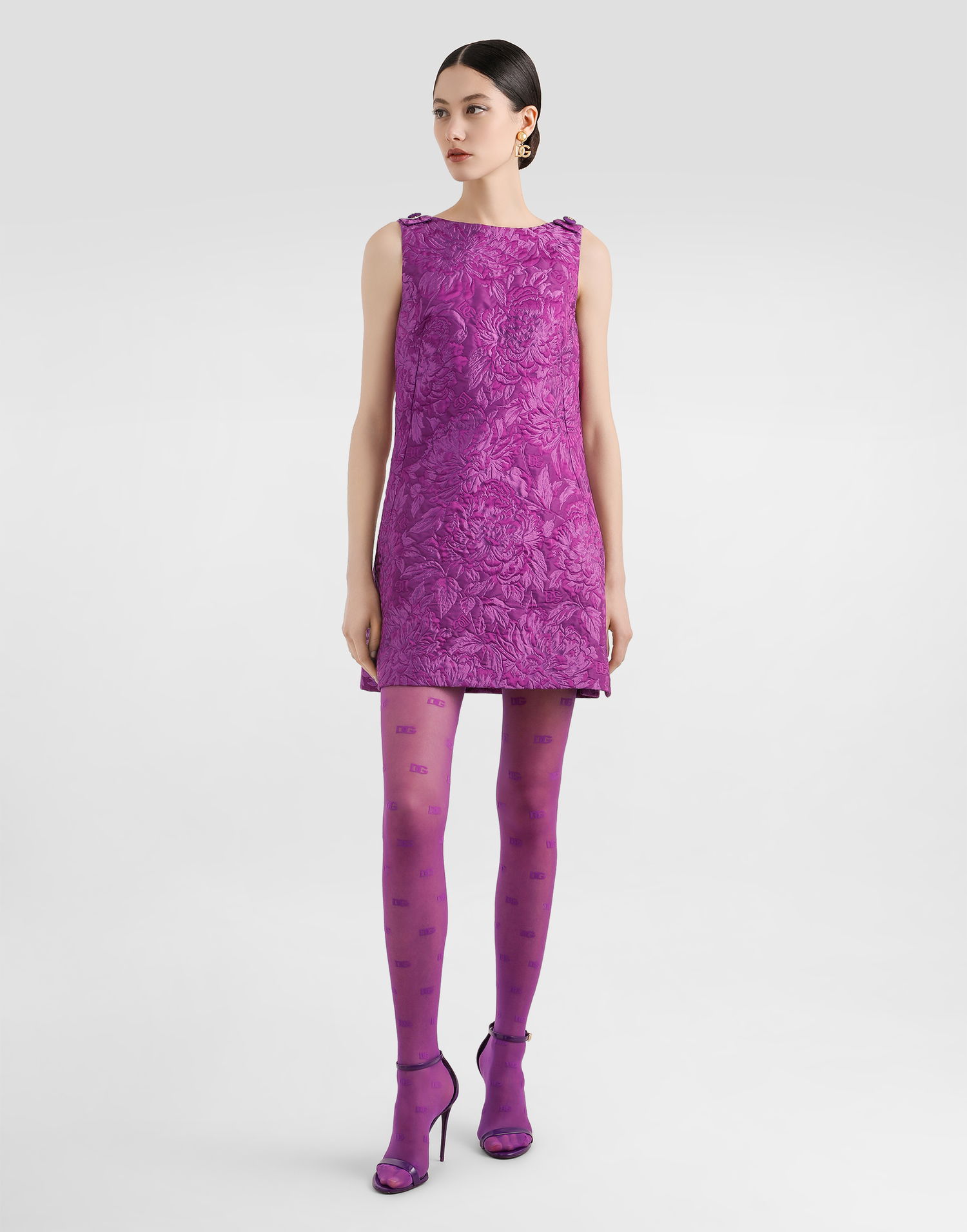 Kjole Dolce & Gabbana Dolce & Gabbana Brocade A-Line Mini Dress Lilla | F6TMLTHJMQOF0571, 1