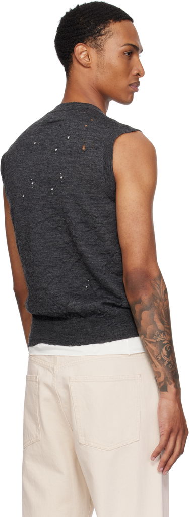 Sweater Maison Margiela MM6 Maison Margiela Wool Distressed Sweater Vest Grå | SH0FB0017 M13134, 2