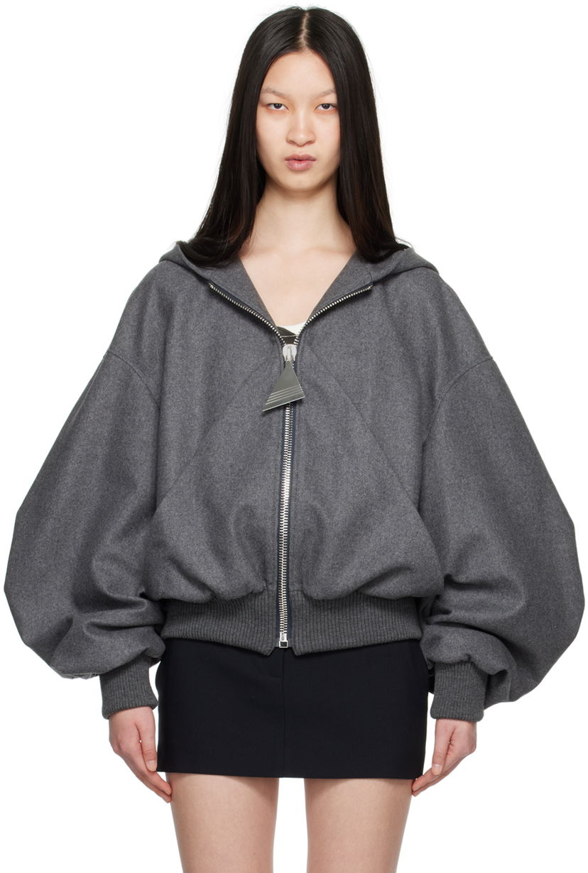 Sweatshirt The Attico Attico Hooded Bomber Jacket Grå | 248WCB41 W055