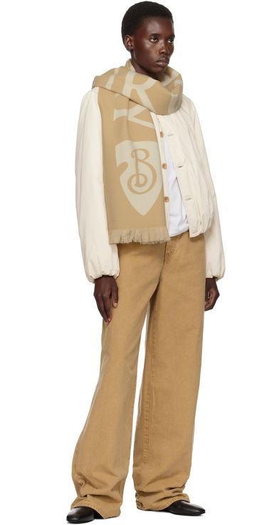 Tørklæde Burberry Burberry Text Scarf Beige | 8109562, 2