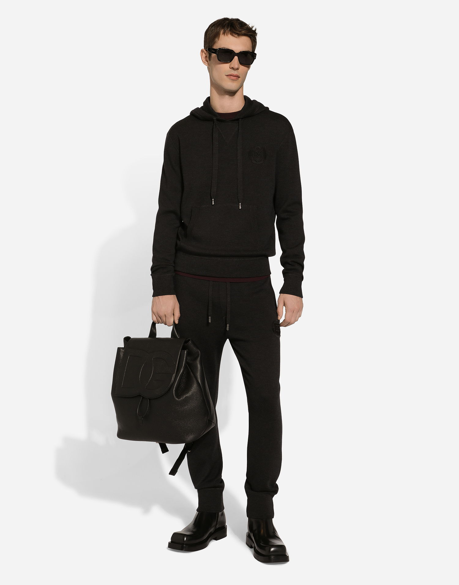 Sweatshirt Dolce & Gabbana Dolce & Gabbana Wool and Silk Hoodie with DG Patch Sort | GXV55ZJFMCZN2958, 1