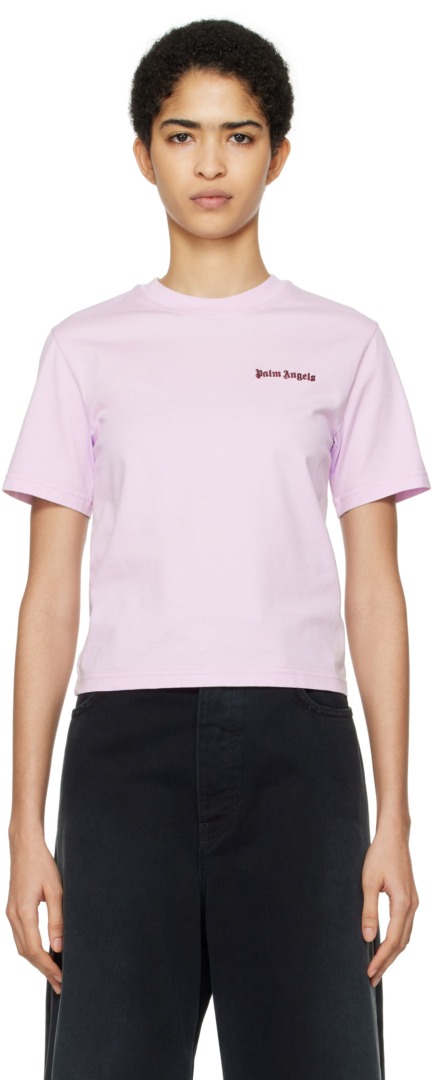 T-shirt Palm Angels Classic Logo Fitted Tee Lyserød | PWAA044F24JER0013629, 0