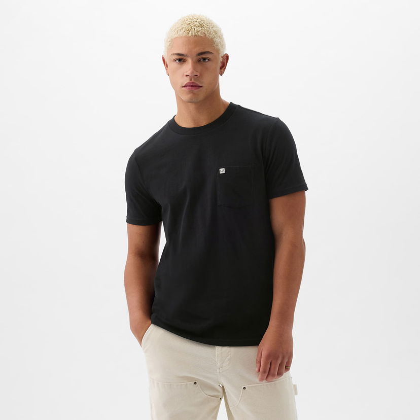 T-shirt GAP Pocket Micro Logo Tee Black Sort | 857901-05