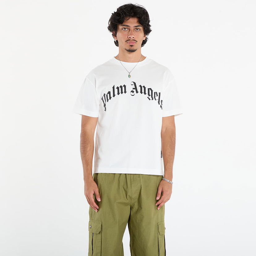 T-shirt Palm Angels Palm Angels Curved Logo Regular T-Shirt Hvid | PMAA109F25JER0030310