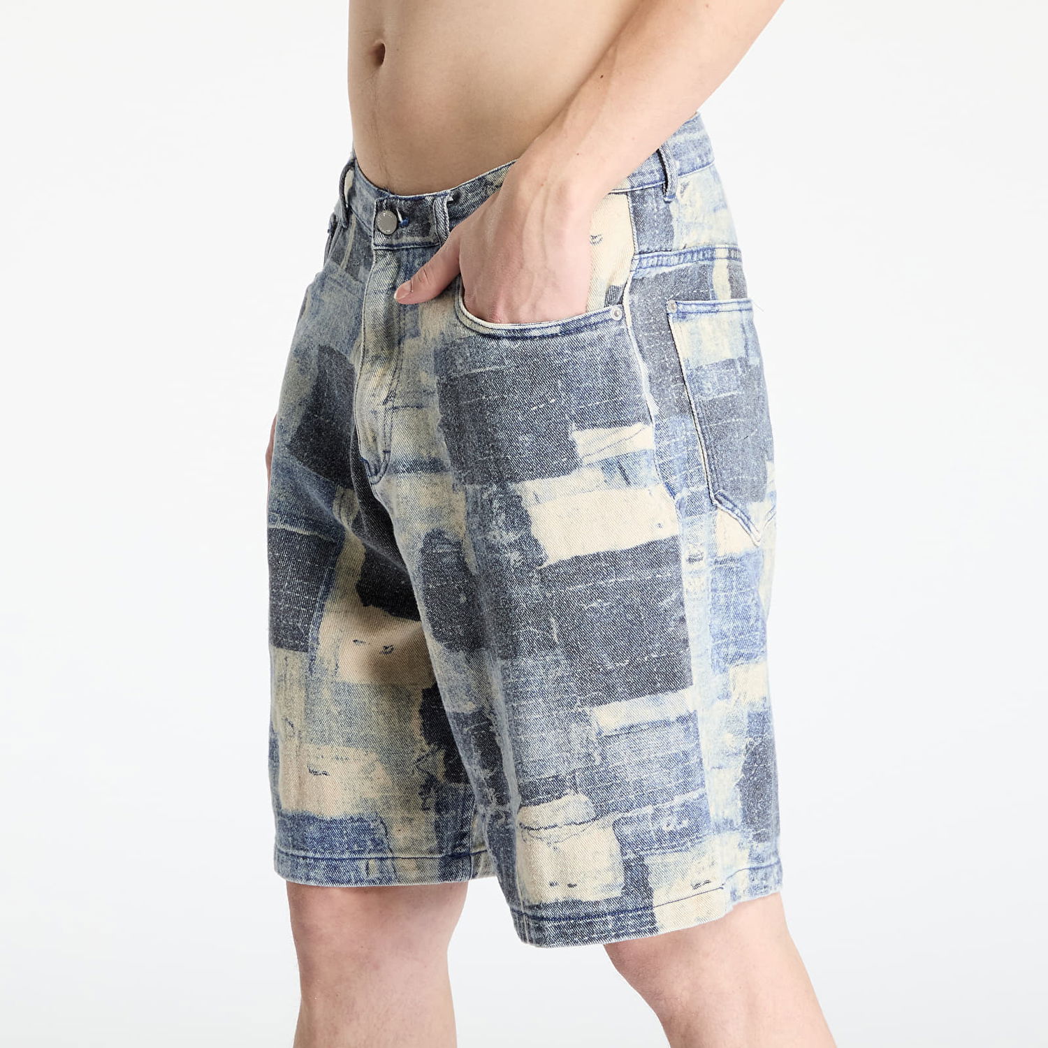 Shorts Pleasures Pleasures Boro Baggy Denim Shorts Blå | P25SP032 INDIGO, 1