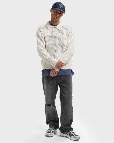 Sweater OBEY Obey Duane Polo Knit Sweater Hvid | 151000112-NAT, 1