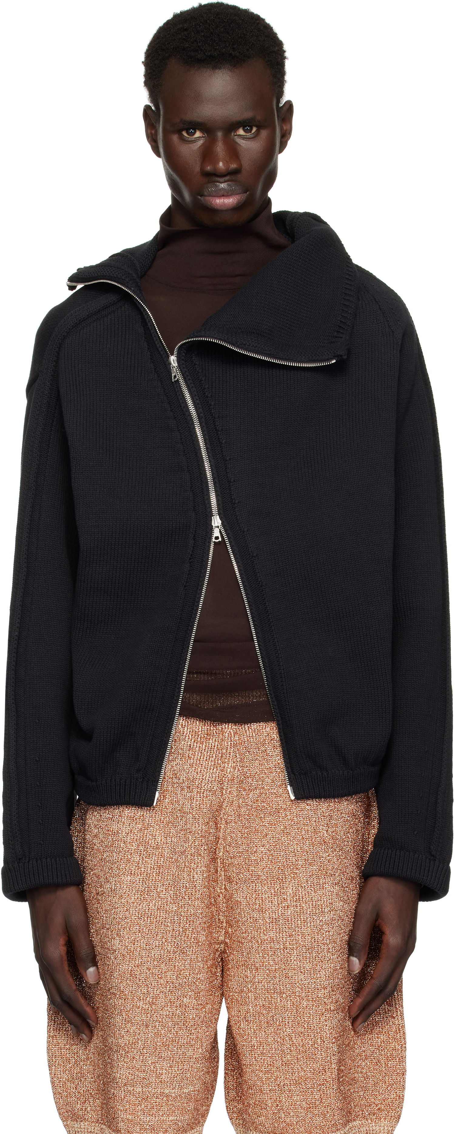 Sweater Dries Van Noten Dries Van Noten Zip Cotton Sweater Sort | 251-021225-1704, 0