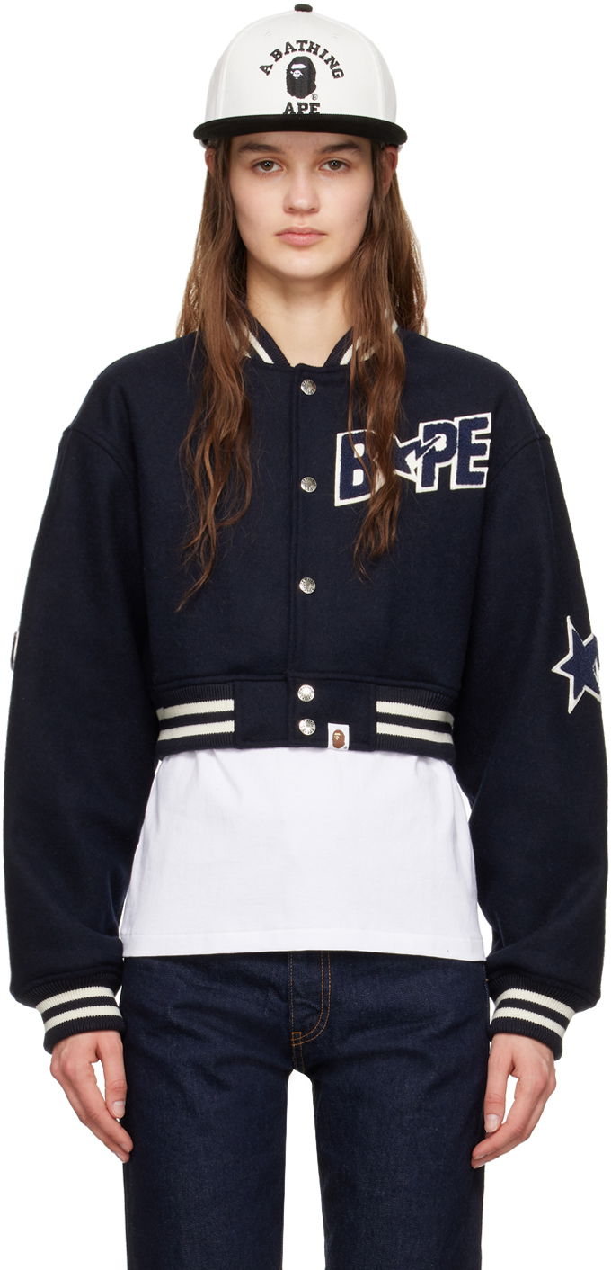 Bomberjakke BAPE Bomber Jacket Mørkeblå | 001HJK302001L, 0