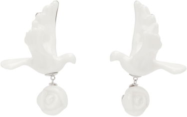 Øreringe SHUSHU/TONG YVMIN Edition Ceramics Pigeon With Rose Drop Earrings Hvid | 25626WHT00DLR, 0