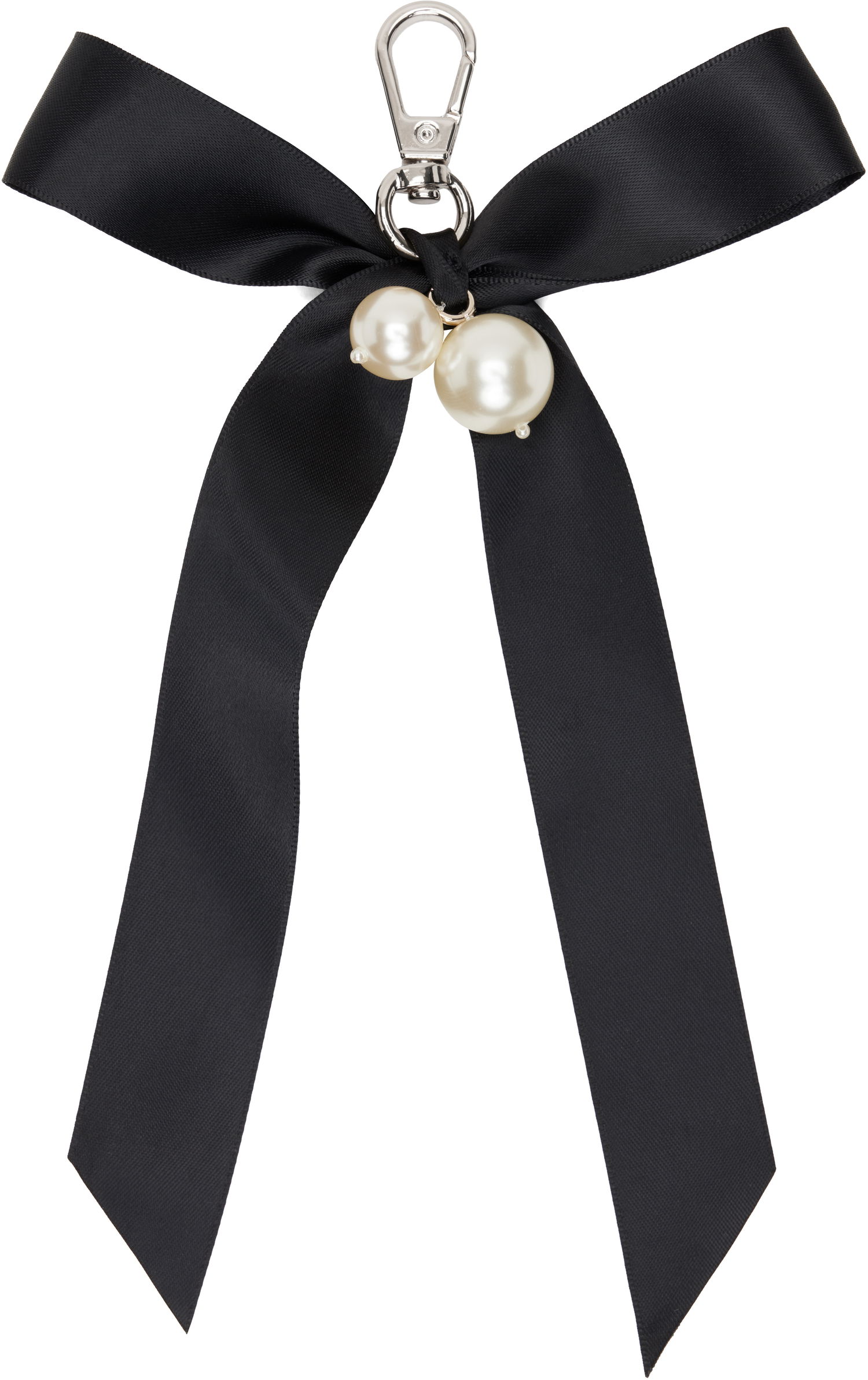 Nøgleringe Simone Rocha Simone Rocha Bow Faux-Pearl Bag Charm Keychain Sort | KEYCHAIN3-M 0904, 1