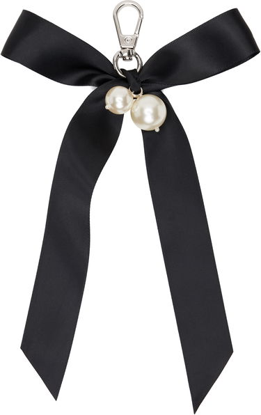 Nøgleringe Simone Rocha Simone Rocha Bow Faux-Pearl Bag Charm Keychain Sort | KEYCHAIN3-M 0904, 1