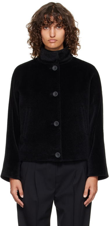 Jakke Max Mara Caladio Cropped Textured High Neck Button-Up Jacket Sort | 2526086091600, 0