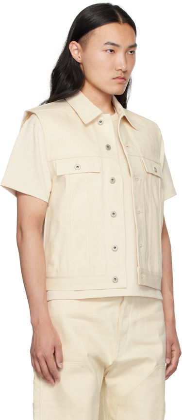 Vest Rick Owens Rick Owens DRKSHDW Hollywood SL Trucker Denim Vest Hvid | DL01E6798 HNJP, 1