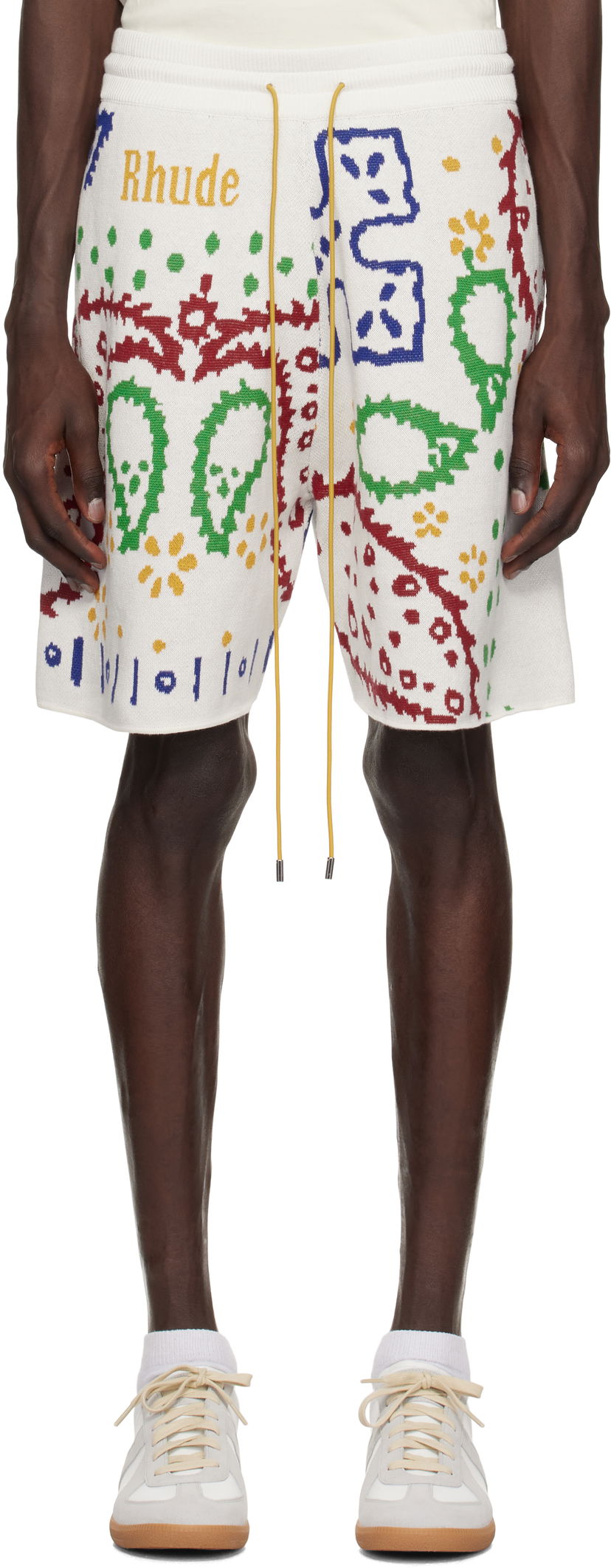 Shorts Rhude Rhude Knit Bandana Shorts Hvid | RHPS25SH01472