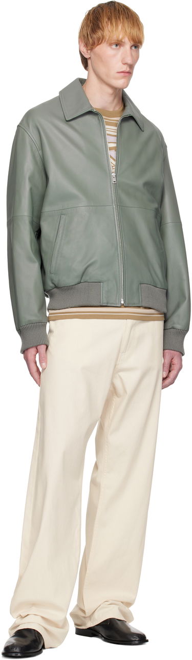 Bomberjakke MAISON KITSUNÉ Maison Kitsuné Leather Bomber Jacket Grøn | OM02129LR0019, 3