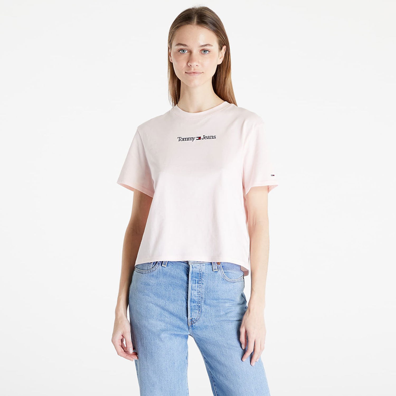 T-shirt Tommy Hilfiger Serif Linear T-Shirt Pink Lyserød | DW0DW15049 TJ9, 0