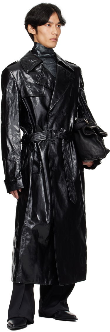 Frakker Maison Margiela MM6 Maison Margiela Shiny Coated Linen Coat Sort | SH2AH0011 M35617, 3