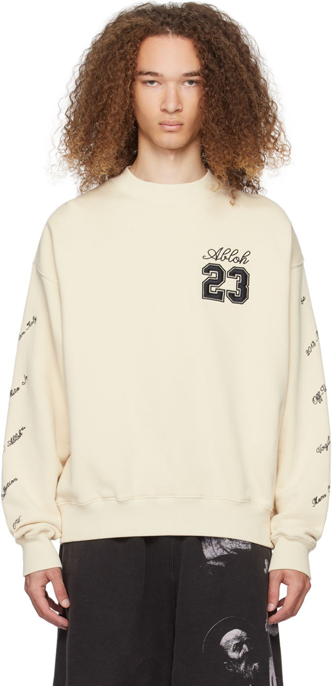 Sweatshirt Off-White '23' Skate Sweatshirt Beige | OMBA054S24FLE0090310
