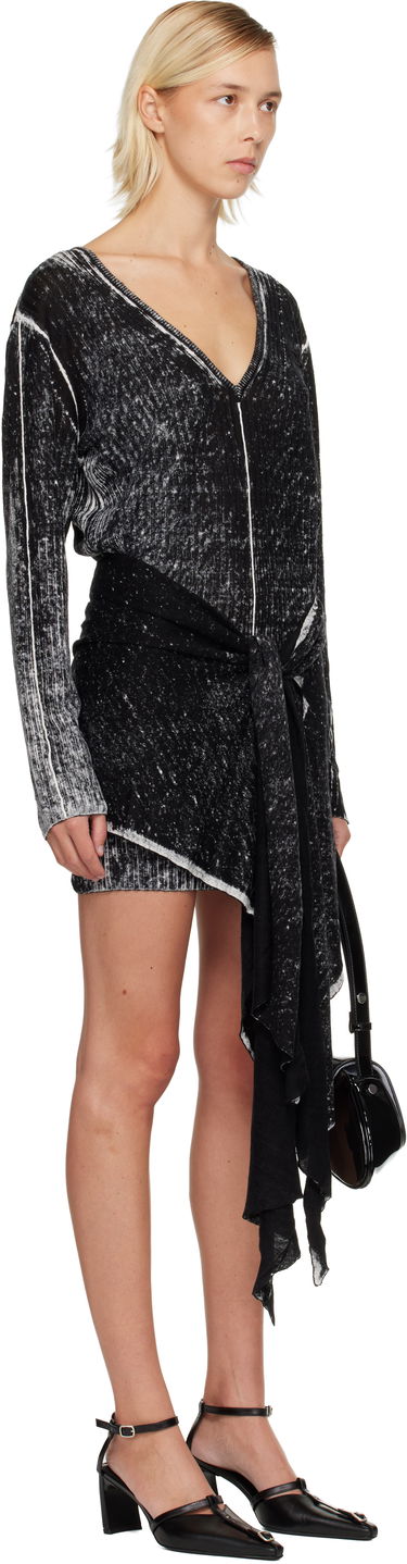 Kjole Diesel M-Egaknot Distressed V-Neck Tie-Front Minidress Sort | A18864 0BJBR, 1