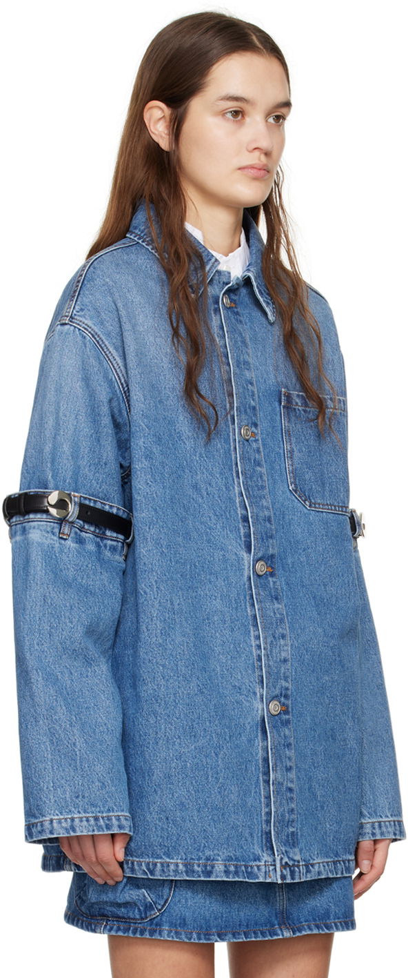 Jakke Coperni Coperni Denim Jacket with Open Elbow Detail Blå | COPCH36202, 1