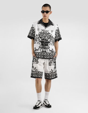 Shorts Dolce & Gabbana Dolce & Gabbana Majolica-Print Poplin Shorts Hvid | GV37ATHH5ECI33TN, 1