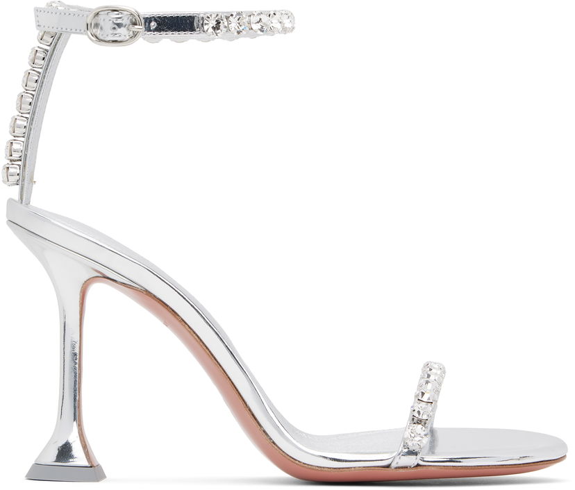 Kjole Amina Muaddi Amina Muaddi Gigi 95 Heeled Sandals Metalisk | GIGI SANDAL 95