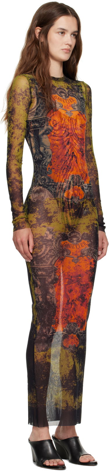 Kjole Jean Paul Gaultier Jean Paul Gaultier 'The Long Médaillon' Mesh Maxi Dress Flerfarvet | 25/03-W-DR023-M006P-004115, 1