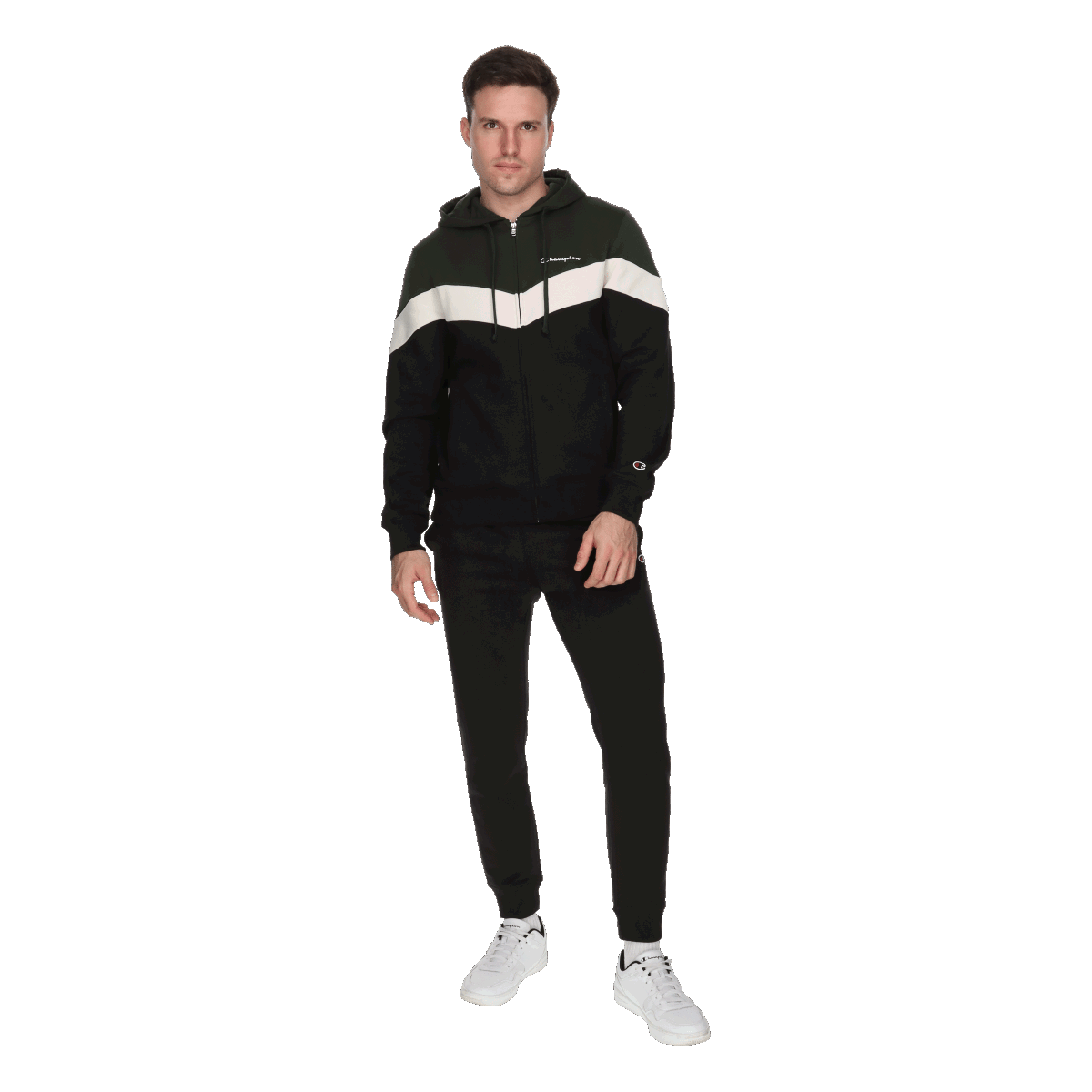 Træningsdragt Champion Full-Zip Hooded Tracksuit with Chevron Design Flerfarvet | 221789-GS586, 0
