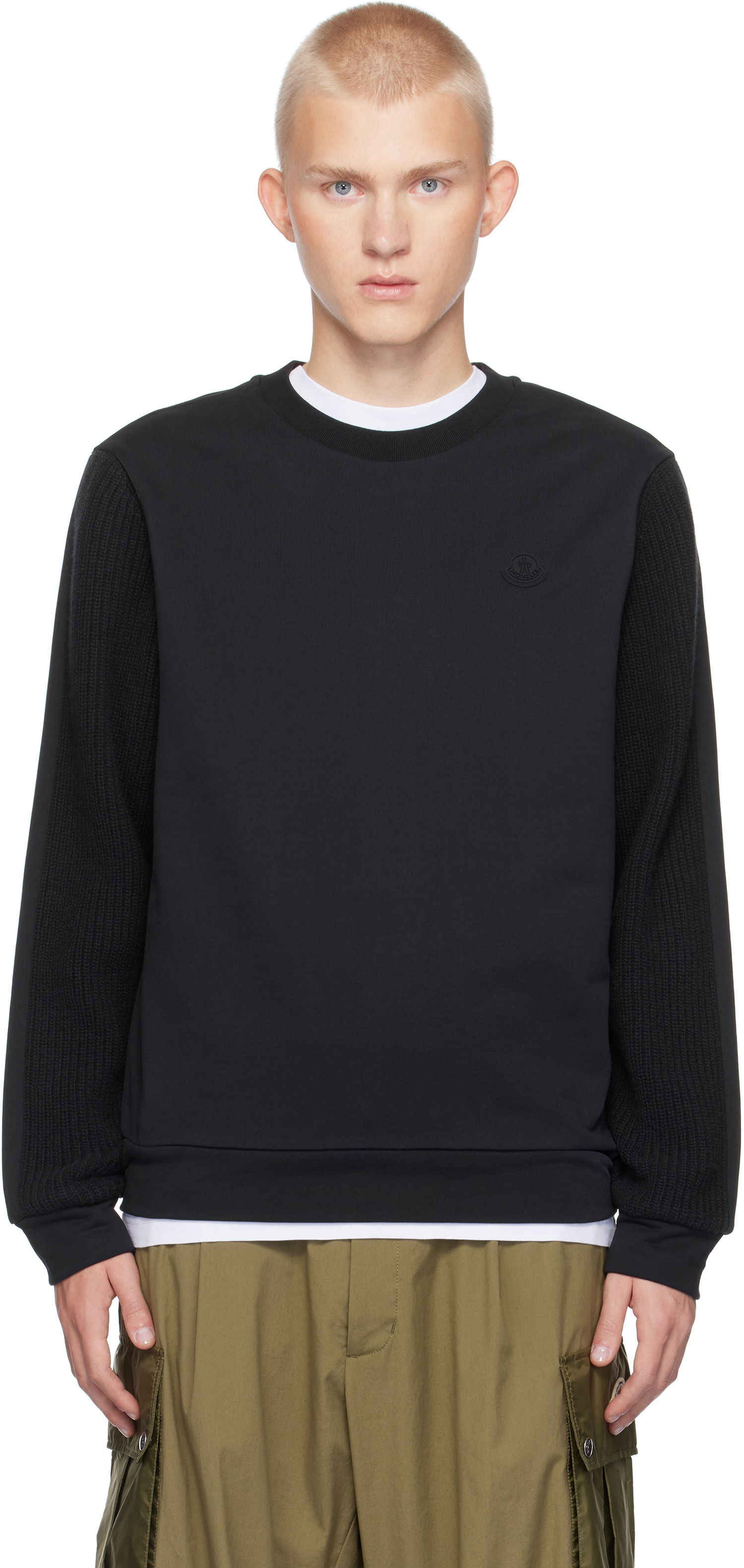 Sweatshirt Moncler French Terry & Knit Sweatshirt Mørkeblå | J20918G00044809KR, 0