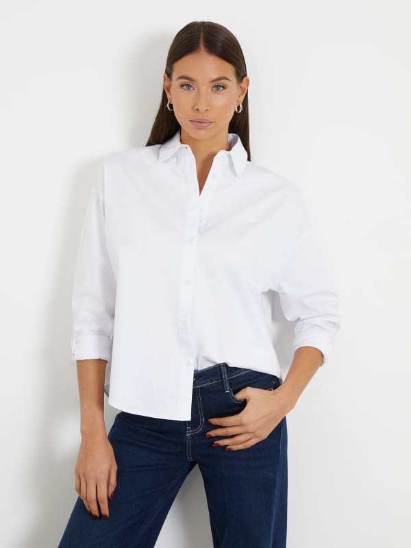 Skjorte GUESS Relaxed Fit Shirt Hvid | W4RH51WD2M1, 0