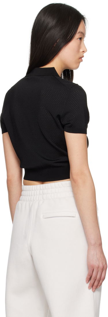 Polo skjorte Alexander Wang Alexanderwang.t 3D Logo Mesh Cropped Polo Sort | 4KC2251017, 2
