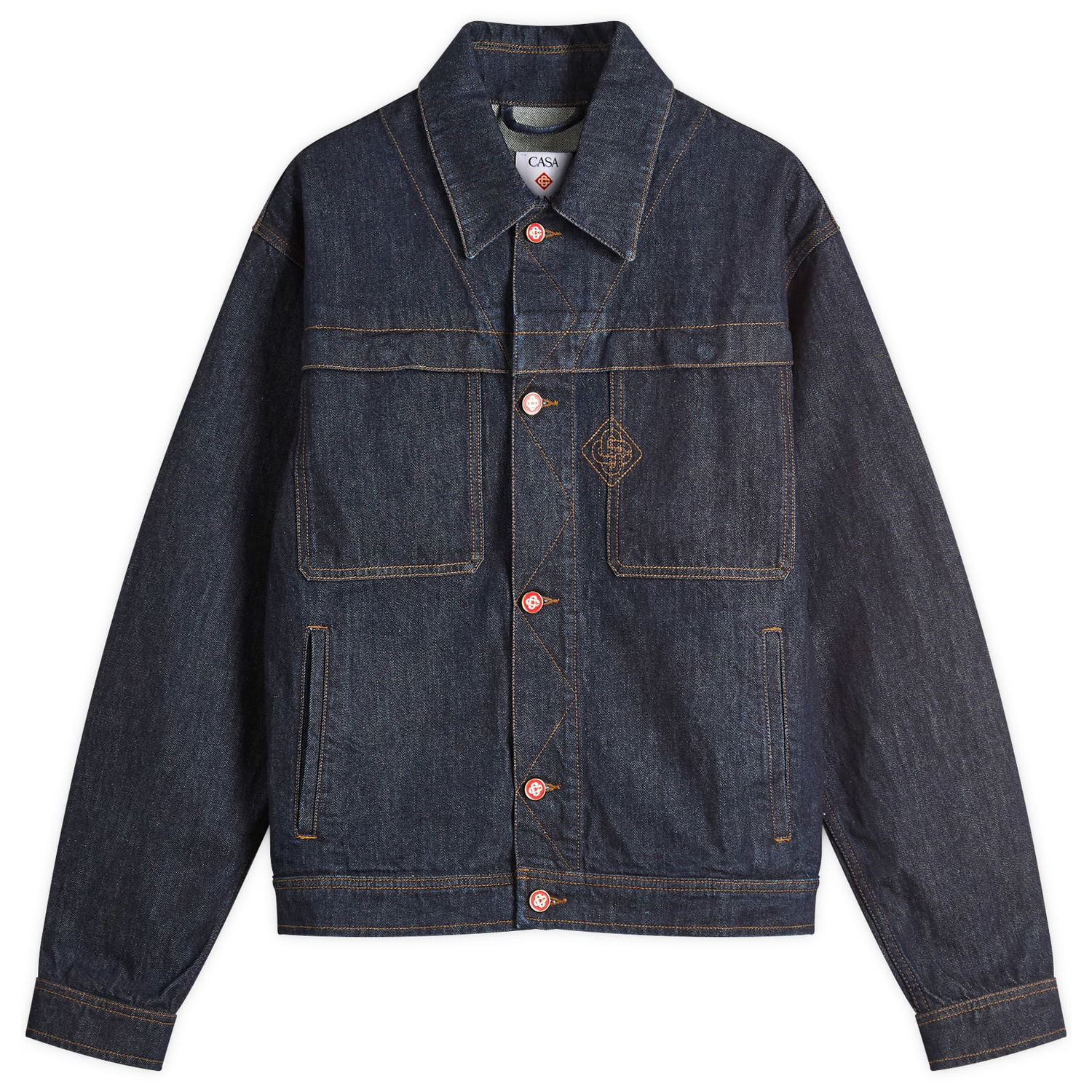 Jakke Casablanca Casablanca Embroidered Monogram Denim Jacket, Size Large Blå | MPF25-JK-401-01, 0