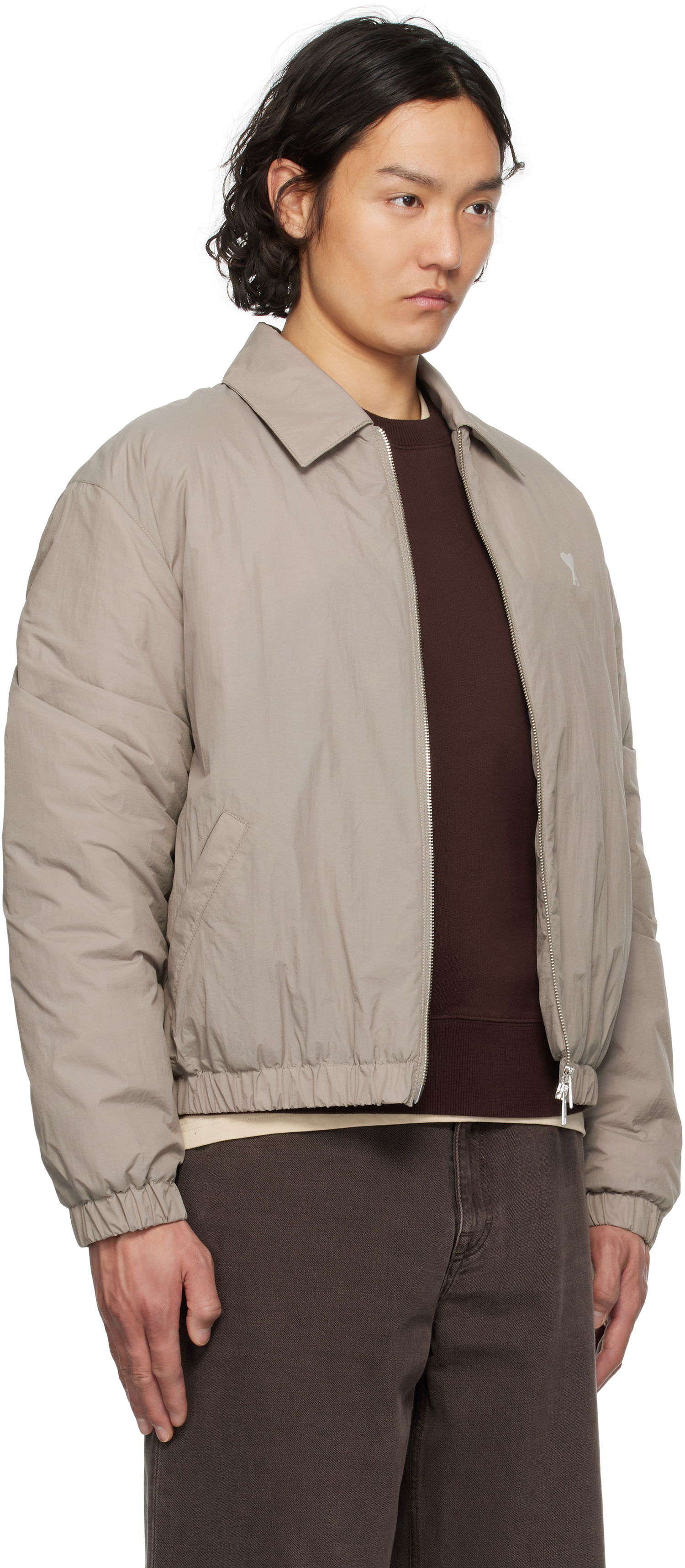 Bomberjakke AMI AMI de Coeur Zipped Jacket Grå | HJK041.PA0009, 1