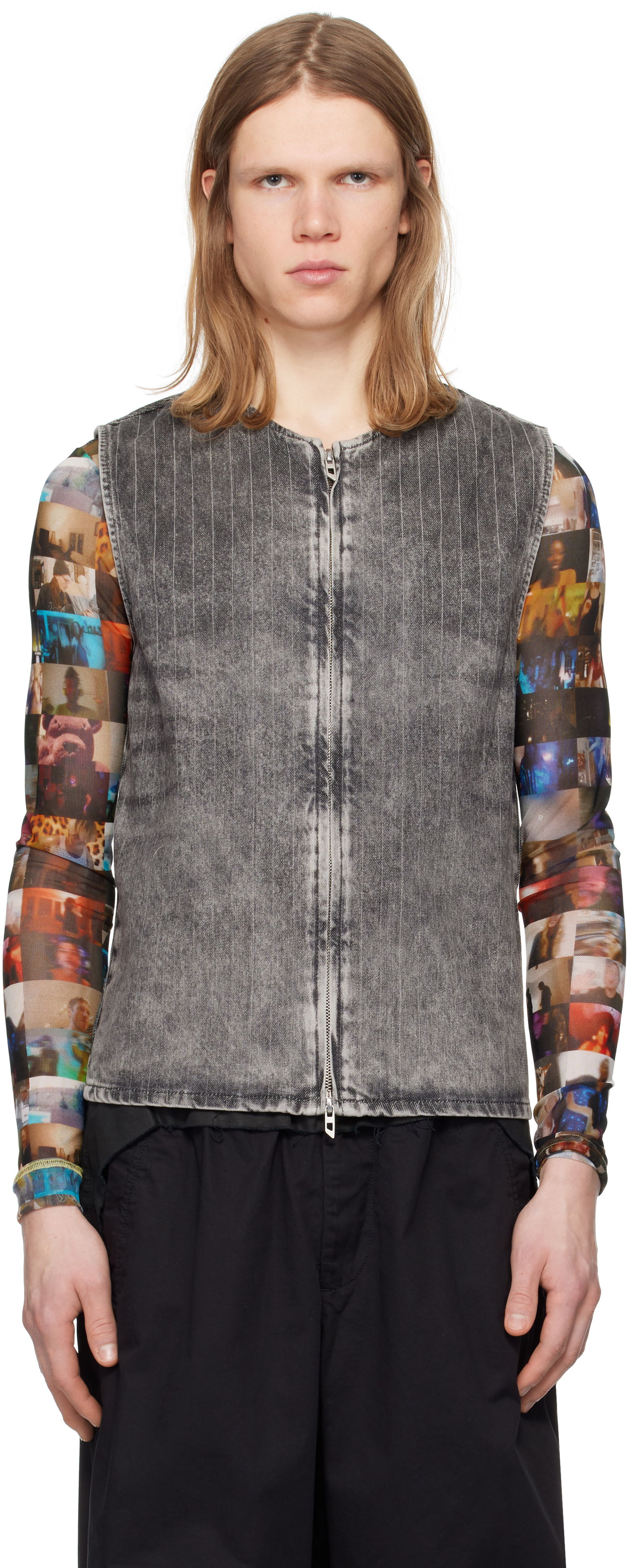 Vest Diesel D-Sund-S Pinstripe Denim Vest Grå | A17104-0ABCU-02, 0