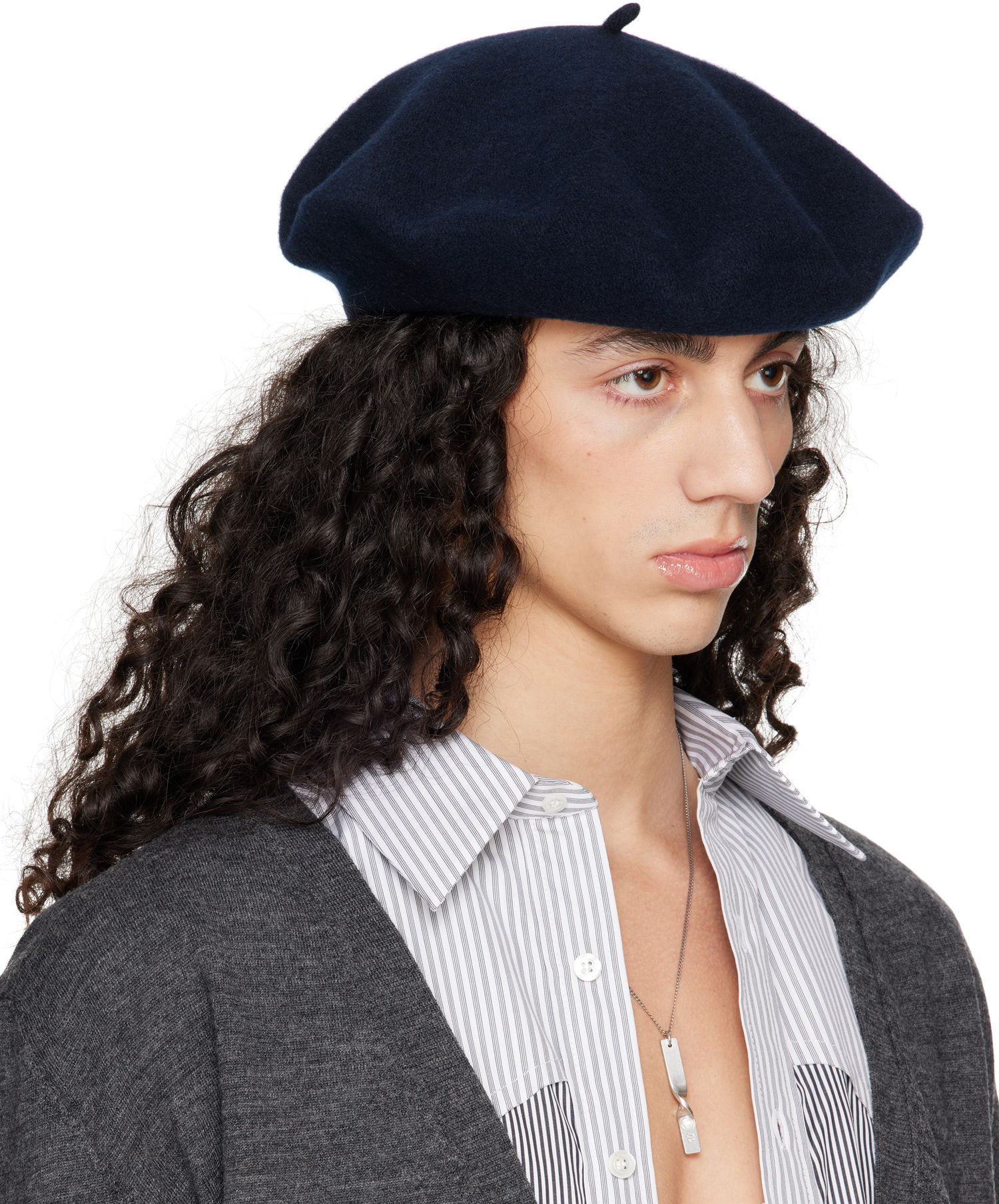 Baret Maison Margiela Maison Margiela Heavy Wool Beret Mørkeblå | S50TC0075 M13115, 1