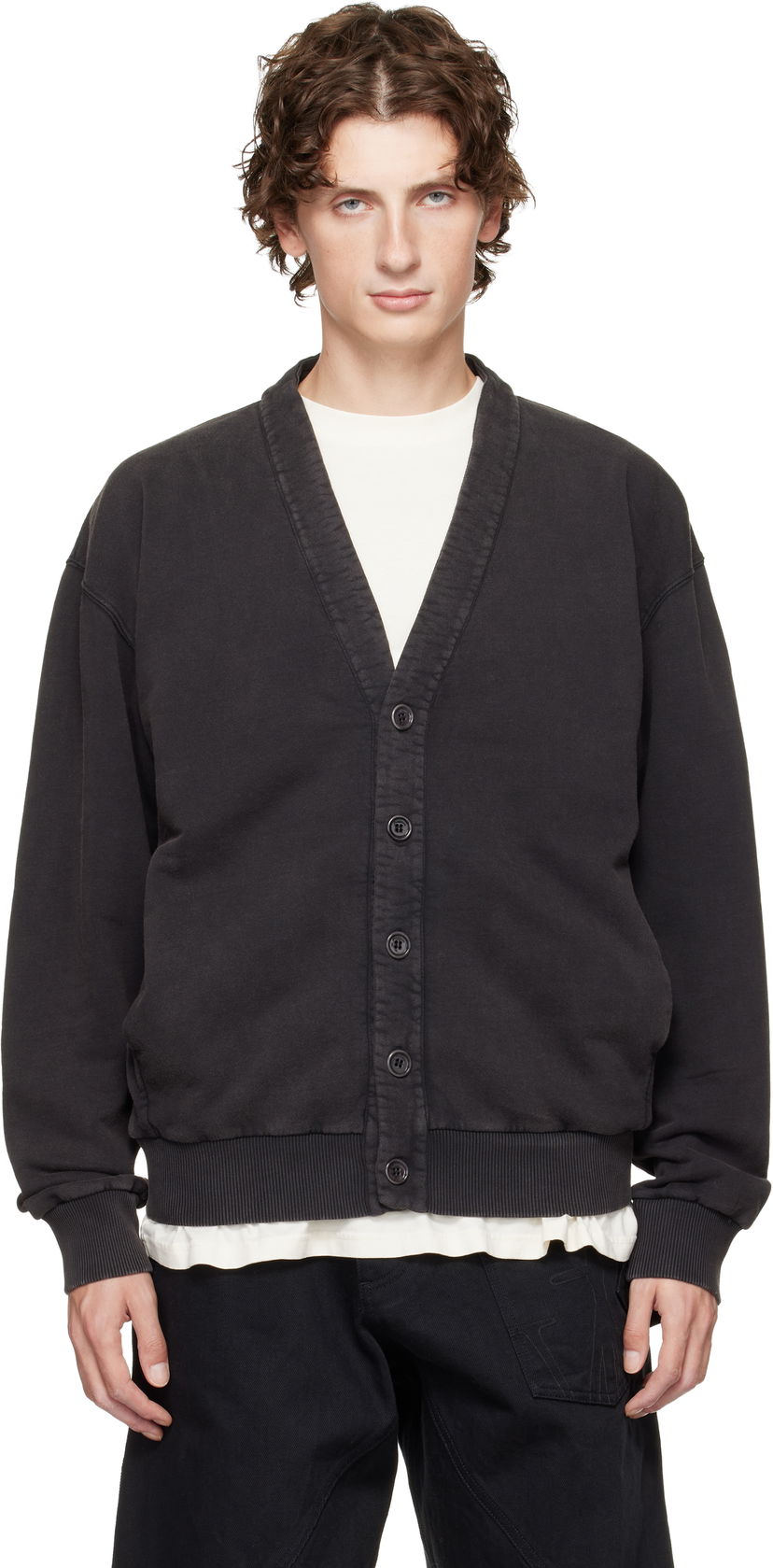 Sweater JW Anderson JW Anderson Garment-Dyed Cardigan Sort | JW0246-PG1842